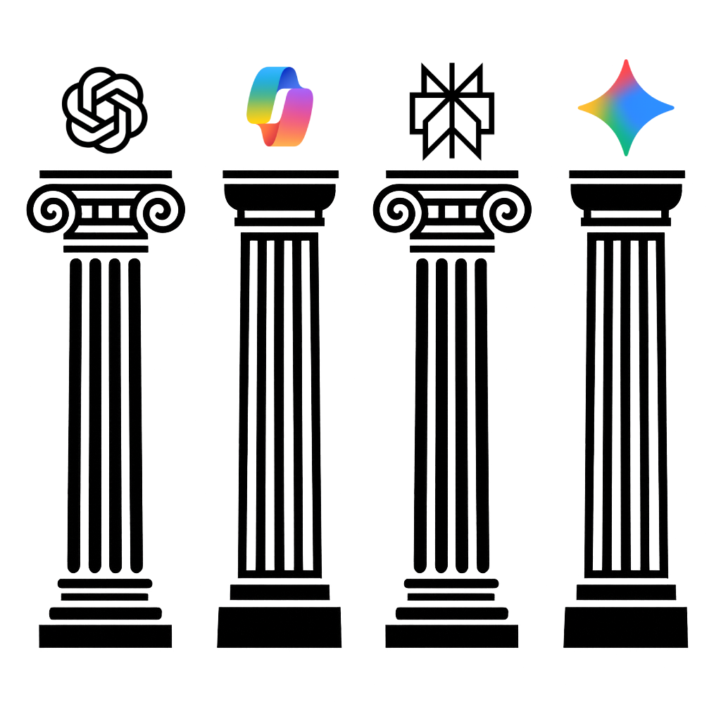 Les quatre piliers de l’intelligence artificielle ; ChatGPT, Copilot, Gemini, Perplexity, présentés par SORMIA, agence de formation en IA.